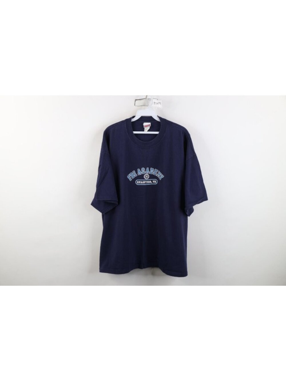 Vintage 90s Y2K FBI Academy Quantico T-Shirt Mens Size 2XL Blue Faded Cotton